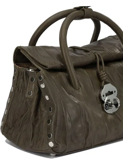 Zanellato Pleated Design Hand Bag With Detachable Strap In Green