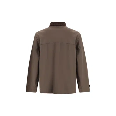 Brunello Cucinelli Men Stretch Membrane Nylon Jacket In Brown