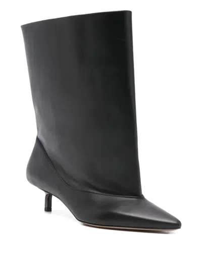 Jacquemus Pointed Toe Leather Ankle Boot In Black