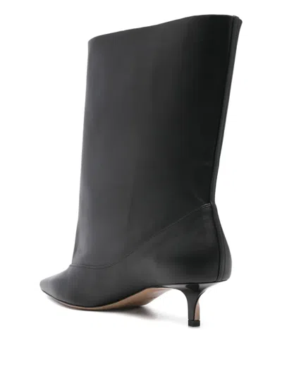 Jacquemus Pointed Toe Leather Ankle Boot In Black