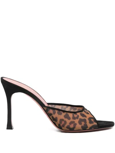 Amina Muaddi Alexa 95 Leopard-print Mesh Mules In Animal Print