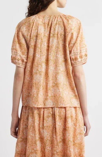 Cleobella Johana Print Tie Neck Top In Neutral