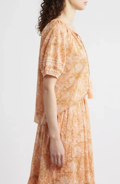 Cleobella Johana Print Tie Neck Top In Neutral