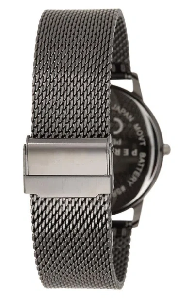 Perry Ellis Slim Diamond Mesh Bracelet Watch, 41mm In Gray