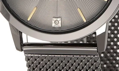 Perry Ellis Slim Diamond Mesh Bracelet Watch, 41mm In Gray