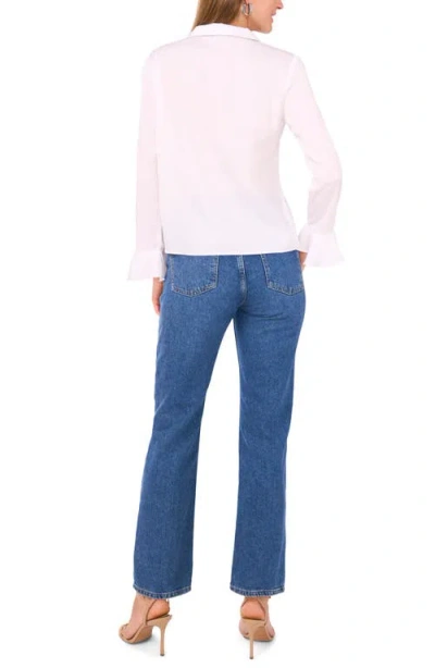 1.state Button Front Long Sleeve Top In White