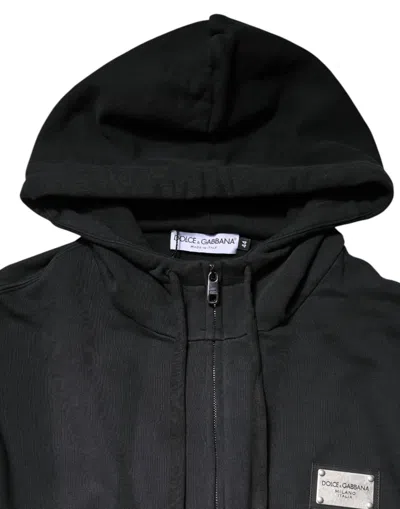 Pre-owned Dolce & Gabbana Black Logo Fullzip Hooded Sweatshirt Men's Sweater ()