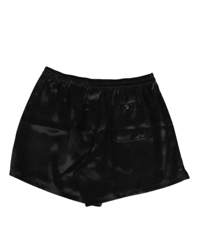 Dolce & Gabbana Black Silk Satin Elastic Men Boxer Short Men's Swimwear In Black