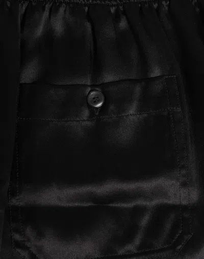 Dolce & Gabbana Black Silk Satin Elastic Men Boxer Short Men's Swimwear In Black