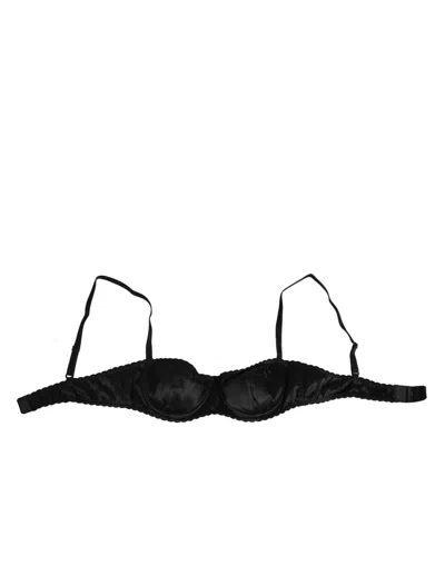 Dolce & Gabbana Brown Silk Underwired Balconette Bra Underwear In Black