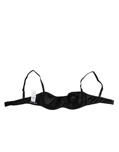Dolce & Gabbana Brown Silk Underwired Balconette Bra Underwear In Black