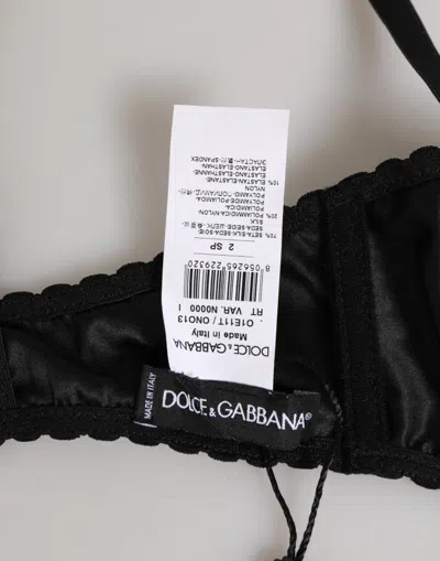 Dolce & Gabbana Brown Silk Underwired Balconette Bra Underwear In Black