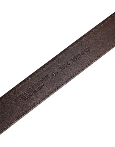 Pre-owned Dolce & Gabbana Dark Brown Leather Antique Silver Buckle Men's Belt ()
