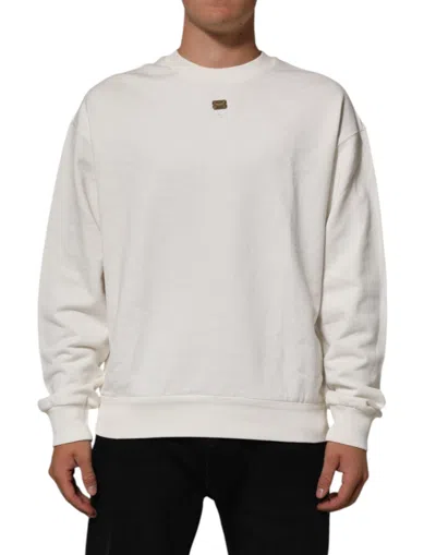 Pre-owned Dolce & Gabbana White Dg Logo Crew Neck Sweatshirt Men's Sweater ()