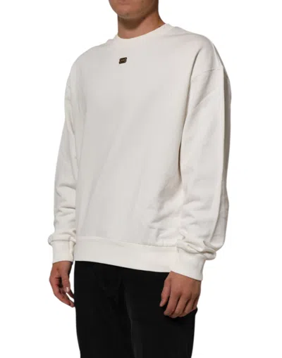 Pre-owned Dolce & Gabbana White Dg Logo Crew Neck Sweatshirt Men's Sweater ()