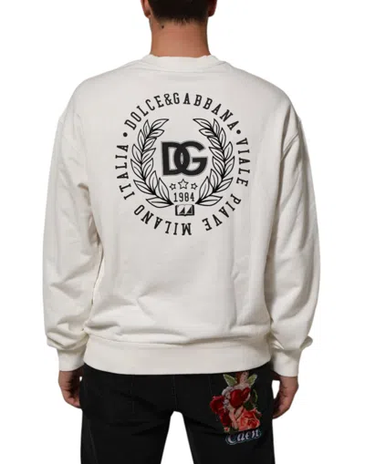 Pre-owned Dolce & Gabbana White Dg Logo Crew Neck Sweatshirt Men's Sweater ()