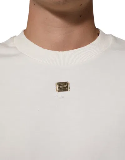 Pre-owned Dolce & Gabbana White Dg Logo Crew Neck Sweatshirt Men's Sweater ()