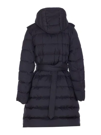 Burberry Quilted Hooded Double-breasted Belted Jacket In Black