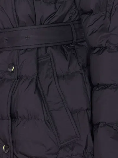 Burberry Quilted Hooded Double-breasted Belted Jacket In Black