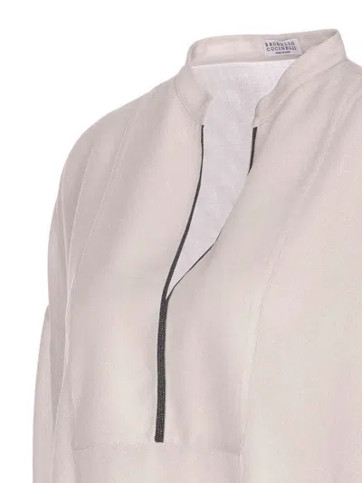 Brunello Cucinelli Women Silk Stretch Satin Blouse In Animal Print