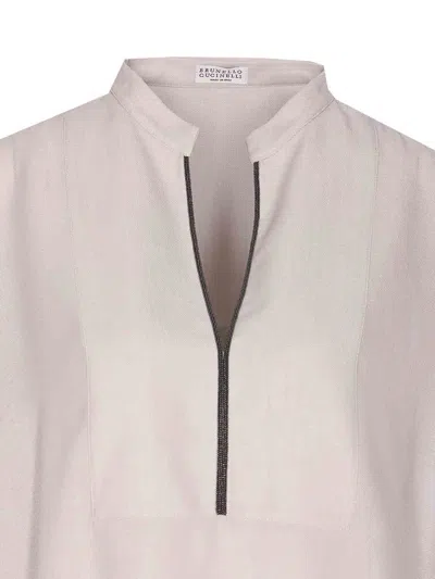 Brunello Cucinelli Women Silk Stretch Satin Blouse In Animal Print