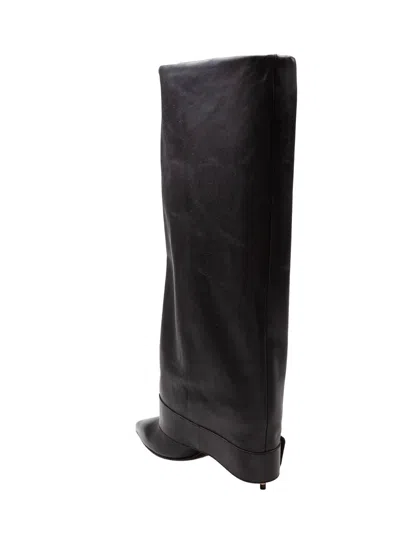 Balmain Anthem Black Slip-on Boots With Decorative Metal Buckle In Leather Woman In Black