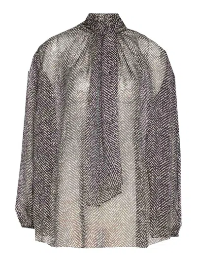 Dolce & Gabbana Dolce&gabbana Women Silk Chiffon Blouse In Gray