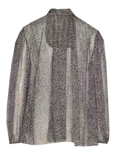 Dolce & Gabbana Dolce&gabbana Women Silk Chiffon Blouse In Gray