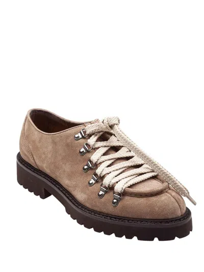 Doucal's Parabout Suede Lace-up Shoe With Hooks In Brown