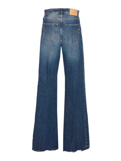 Dondup Amber Wide Leg Vita Alta Denim In Blue