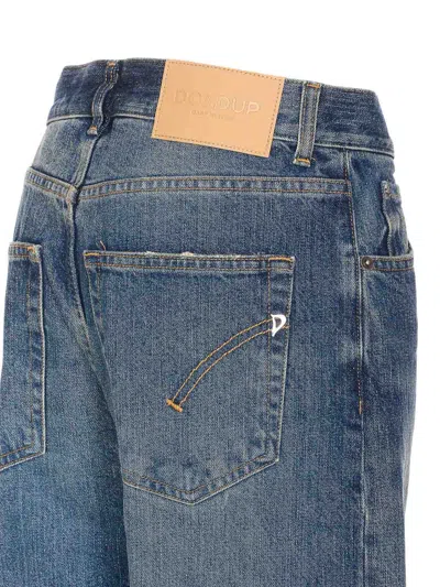 Dondup Amber Wide Leg Vita Alta Denim In Blue