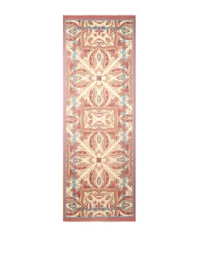 Etro Wool And Cashmere Scarf With Placed Print In Brown