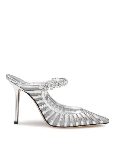 Jimmy Choo Striped Mesh Stiletto Pumps Strap In Silver