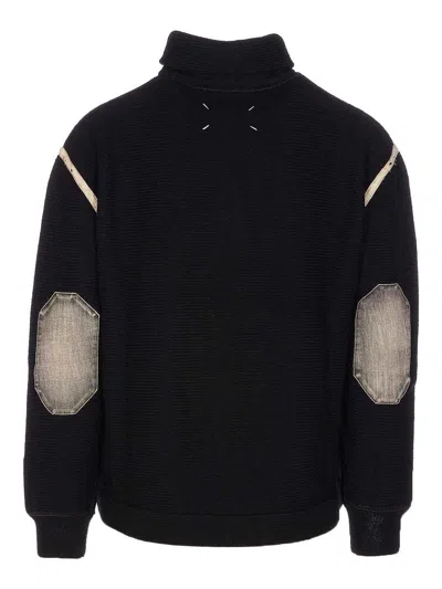 Maison Margiela Elbow Patch Sweater Sweaters And Cardigans Black In Black
