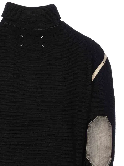 Maison Margiela Elbow Patch Sweater Sweaters And Cardigans Black In Black