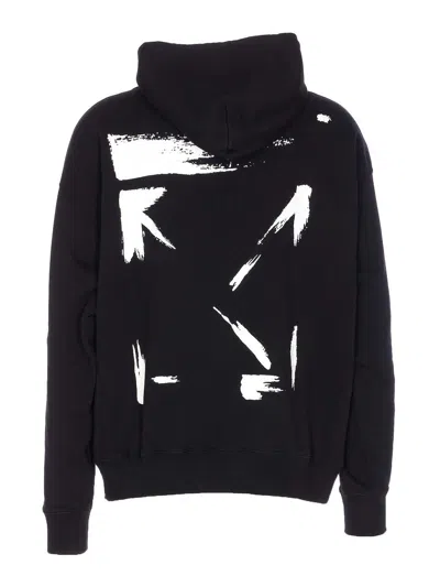 Off-white Hooded Sweatshirt Featuring Graphic Print In Black
