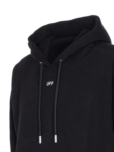 Off-white Hooded Sweatshirt Featuring Graphic Print In Black