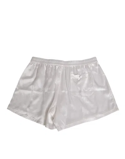 Dolce & Gabbana White Silk Satin Elastic Men Boxer Short Swimwear In Multi