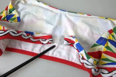 Dolce & Gabbana White Silk Satin Elastic Men Boxer Short Swimwear In Multi