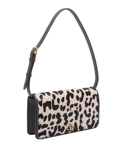 Valentino Printed Calf Hair Mini Vlogo Signature Shoulder Bag In Animal Print