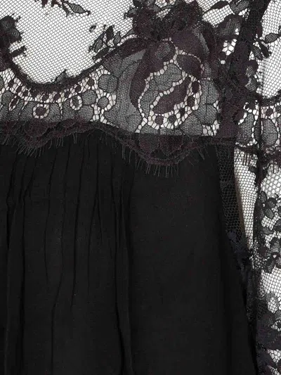 Zimmermann Black Blouse With High Neck And Lace Panels In Viscose Woman In Black