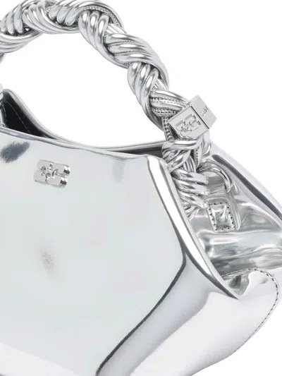 Ganni Twisted-handle Tote Bag In Silver