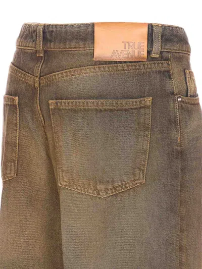 True Avenue Brown Clara Jeans Zip And Button Closure In Green