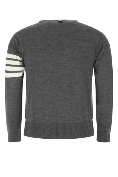 Thom Browne Melange Grey Wool Sweater In Gray