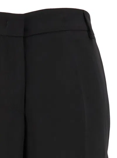 Plain Black Straight Pants With Concealed Closure In Candy Woman In Black