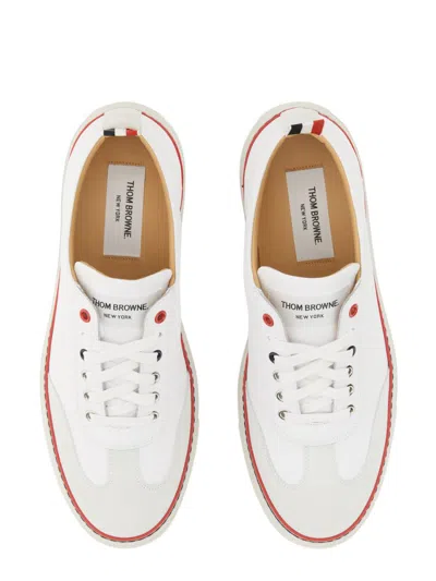 Thom Browne Low-top Leather Sneaker In White