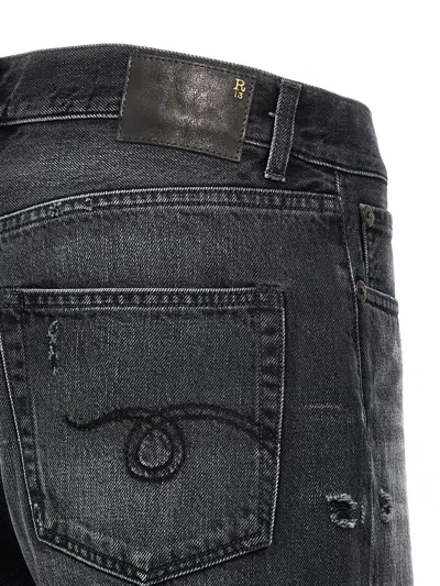 R13 Cuffed Boyfriend Jeans In Black