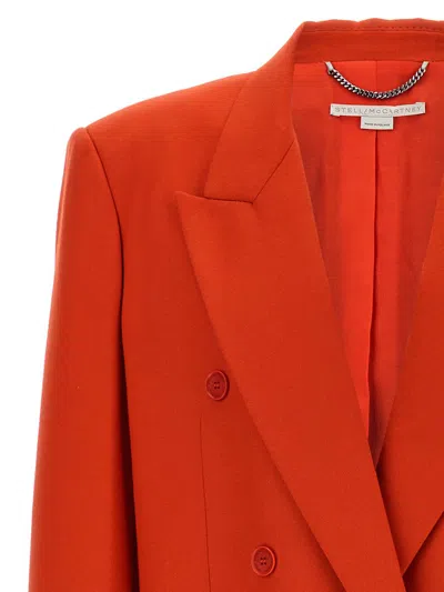 Stella Mccartney Double-breasted Wool Blazer Featuring Peak Lapels In Red