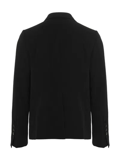 Sapio Lapel Detail Smoking Blazer With Flap Pockets In Black