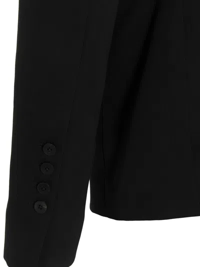 Sapio Lapel Detail Smoking Blazer With Flap Pockets In Black